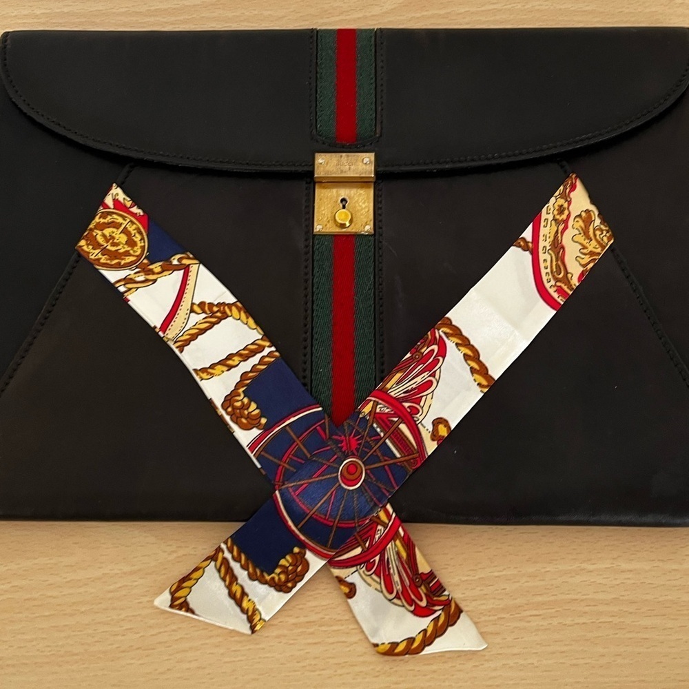 Rare Gucci Sherry Line Laptop Document Envelope Clutch Black 1970-80 - Picture 13 of 14